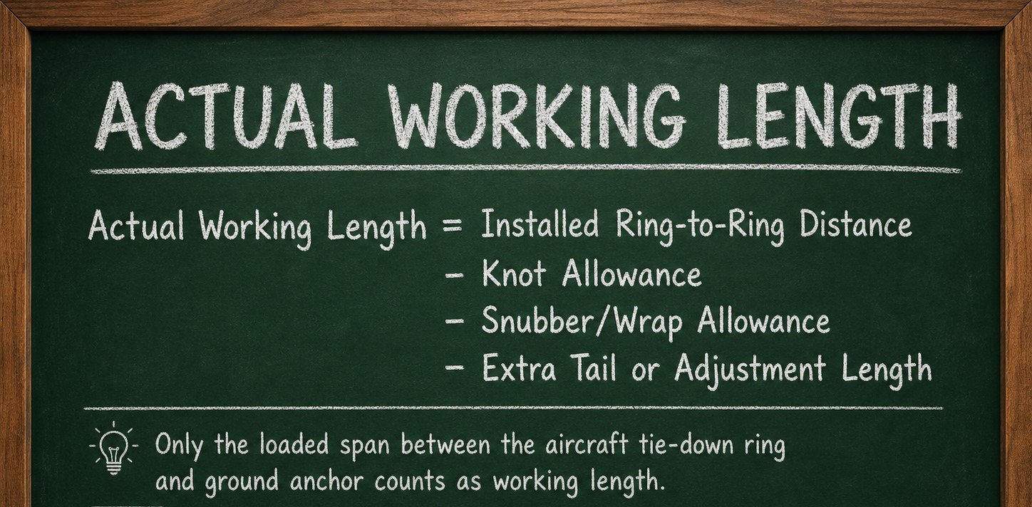 Technical graphic showing actual working length formula